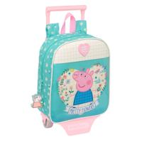 Schoolrugzak met Wielen Peppa Pig Pretty flowers Geel Munt 22 x 27 x 10 cm