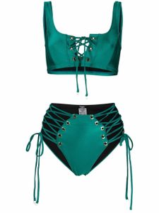 Noire Swimwear bikini métallisé à bretelles croisées - Vert