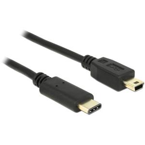 Delock USB-kabel USB 2.0 USB-mini-B stekker, USB-C stekker 2 m Zwart 83336