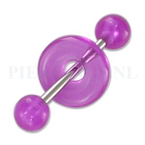 Tongpiercing acryl met donut paars