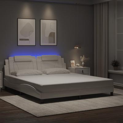 Bedframe "Viana" met LED zonder matras kunstleer wit 180x200 cm
