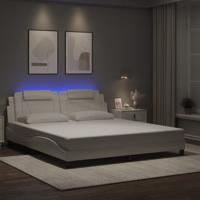 Bedframe "Viana" met LED zonder matras kunstleer wit 180x200 cm