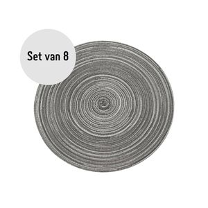 Krumble Placemat rond - Zilver/grijs - Set van 8