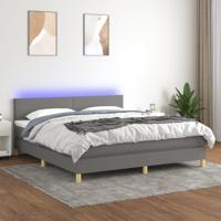 Boxspring met matras en LED stof donkergrijs 160x200 cm