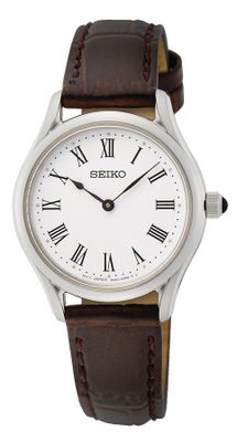 Seiko SWR071P1 Horloges staal-leder zilverkleurig-bruin 29 mm