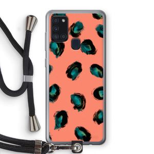 Pink Cheetah: Samsung Galaxy A21s Transparant Hoesje met koord