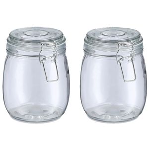 Voorraadpot/bewaarpot Alfie - 2x - 750 ml - glas - beugelsluiting - D11 x H14 cm