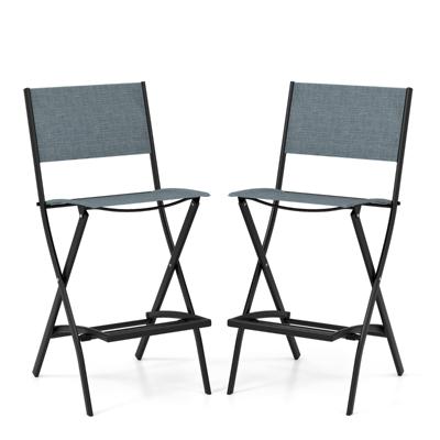 Set van 2 Barkrukken Inklapbare Barstoelen met Voetensteun Barkruk tot 150 kg Belastbaar Zithoogte 71 cm Tuinstoelen