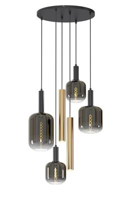 Lucide JOANET Tube - Hanglamp - Ø 65 cm - 4xE27 - Messing