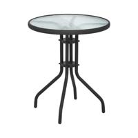 Ronde glazen buitentafel - Ø 60 cm - glazen blad - zwart