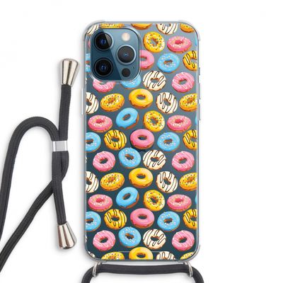 Pink donuts: iPhone 12 Pro Max Transparant Hoesje met koord