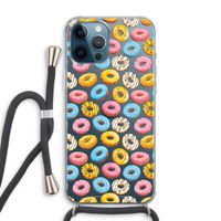 Pink donuts: iPhone 12 Pro Max Transparant Hoesje met koord