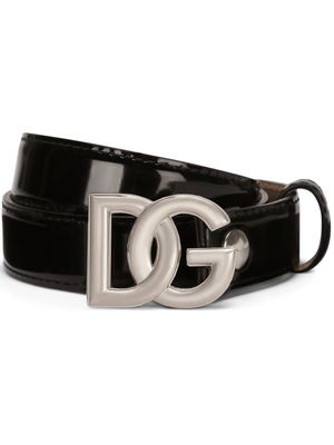Dolce & Gabbana ceinture en cuir à logo DG - Noir