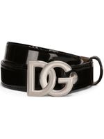 Dolce & Gabbana ceinture en cuir à logo DG - Noir - thumbnail