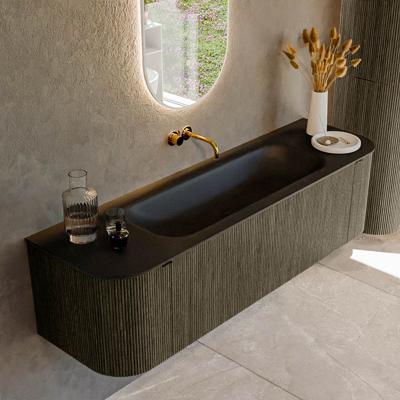 Badmeubel Mondiaz Kurve | 160 cm cm | Meubelkleur Shadow | Wastafelkleur Urban | Solid surface | Wasbak midden spoelbak | Zonder kraangat(en)