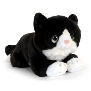 Keel Toys pluche kat/poes knuffel - zwart/wit - 32 cm - katten knuffels