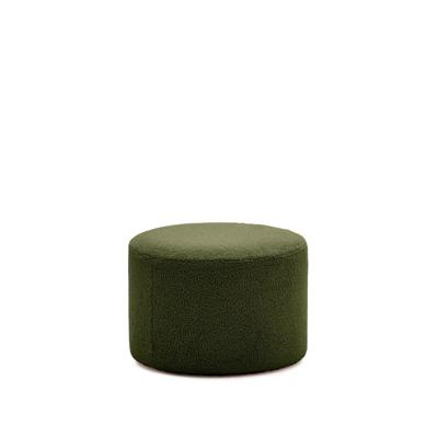 Kave Home Poef 'Kaeli' Bouclé, 60cm, kleur Donkergroen
