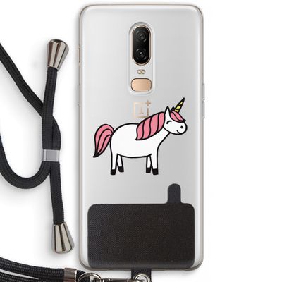 Eenhoorn: OnePlus 6 Transparant Hoesje met koord