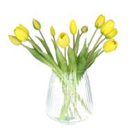 Kunst tulpen boeket Bella - 12x stuks - geel - real touch - 40 cm   -