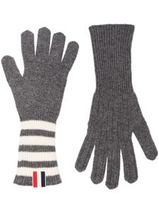 Thom Browne gants en cachemire à bandes signature - Gris