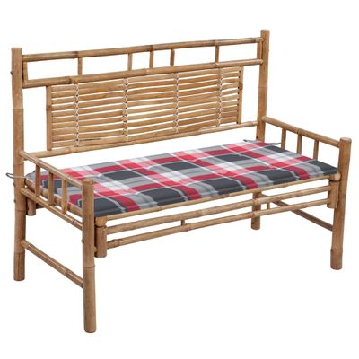 VidaXL Tuinbank met kussen 120 cm bamboe