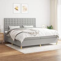 Boxspring met matras stof lichtgrijs 200x200 cm