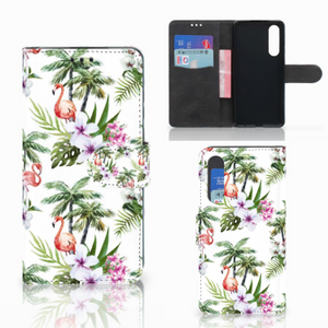 Huawei P30 Telefoonhoesje met Pasjes Flamingo Palms