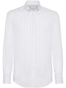 Brunello Cucinelli chemise en coton à rayures - Blanc