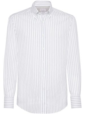 Brunello Cucinelli chemise en coton à rayures - Blanc