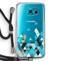 Gekleurde driehoekjes blauw: Samsung Galaxy S6 Transparant Hoesje met koord