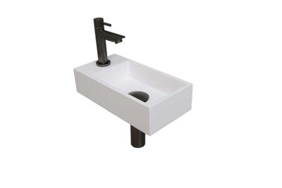 Fonteinset INK Versus 36x18x9 cm Polystone Glans Wit Met Kraangat Links Metal Black