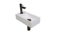 Fonteinset INK Versus 36x18x9 cm Polystone Glans Wit Met Kraangat Links Metal Black