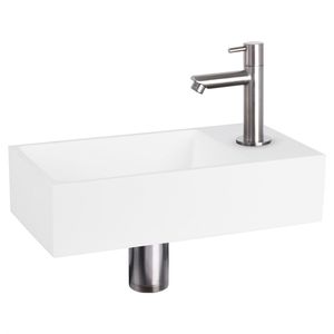 Differnz Differnz Solid fonteinset solid surface - kraan recht mat chroom