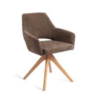 Jesper Home Eetkamerstoel 'Yanai' Revolve Oak Natural, kleur Checked Chestnut