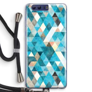 Gekleurde driehoekjes blauw: Honor 9 Transparant Hoesje met koord