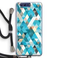 Gekleurde driehoekjes blauw: Honor 9 Transparant Hoesje met koord