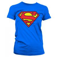 Superman dames verkleed T-shirt - blauw - korte mouwen - DC Comics - thumbnail