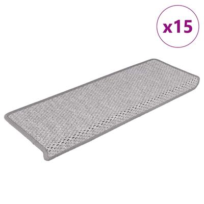 VidaXL Trapmatten zelfklevend 15 st sisal-look 65x21x4 cm platinakleur