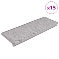 VidaXL Trapmatten zelfklevend 15 st sisal-look 65x21x4 cm platinakleur VidaXL Trapmatten zelfklevend 15 st sisal-look 65x21x4 cm platinakleur