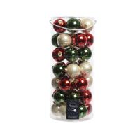 49x stuks glazen kerstballen donkergroen/rood/champagne 6 cm glans en mat   -