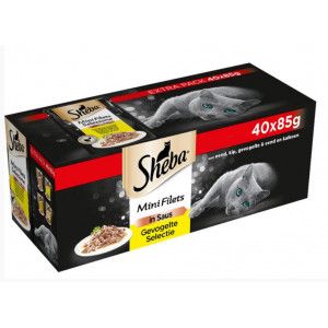 Sheba Mini Filets Gevogelte Selectie in saus natvoer kat multipack (zakjes 85 g) 1 verpakking (40 x 85 g)