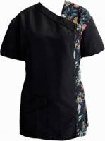 Trimshirt zwart"bloemen zijsluiting - Maat L