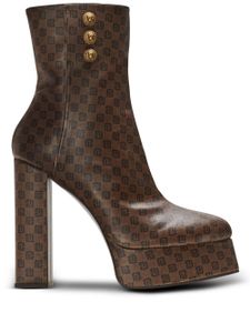 Balmain bottines Brune à motif monogrammé - Marron