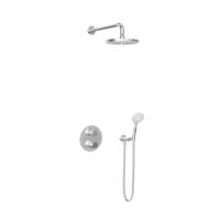 Hotbath Buddy - Inbouw Regendoucheset - Thermostatisch - Wandarm 35 cm - Hoofddouche 200 mm - Ronde Handdouche 3 Standen - met 2-Weg Stop-Omstel - Waterbesparend