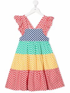 Stella McCartney Kids robe colour block à carreaux - Rouge