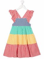 Stella McCartney Kids robe colour block à carreaux - Rouge - thumbnail