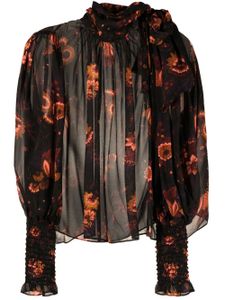 Ulla Johnson blouse en soie à fleurs - Noir