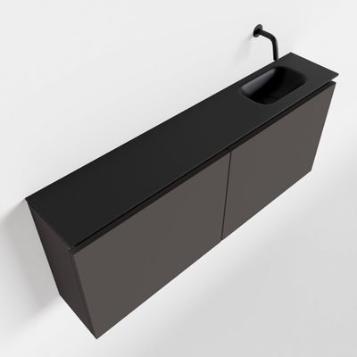 Toiletmeubel Mondiaz Ture | 120 cm | Meubelkleur Dark grey | Eden wastafel Urban Rechts | Zonder kraangat
