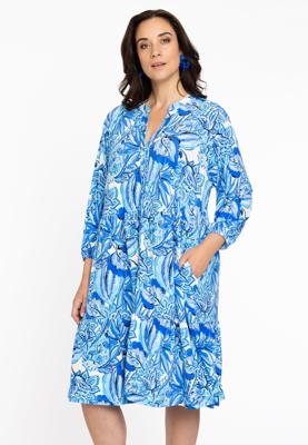 Yoek Jurk met ruches | Blauw | Maat 50/52