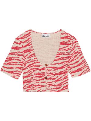 GANNI haut crop à imprimé zébré - Rouge